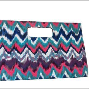 CATO Turquoise Blue Pink Chevron Snap Closure Clutch